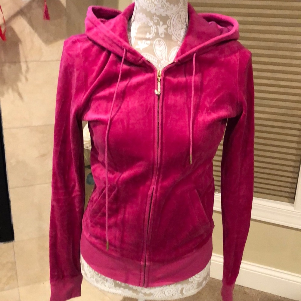 juicy Couture Fuschia Velour Track Jacket